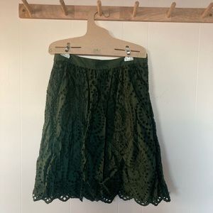 Loft skirt, green eyelet, size 8